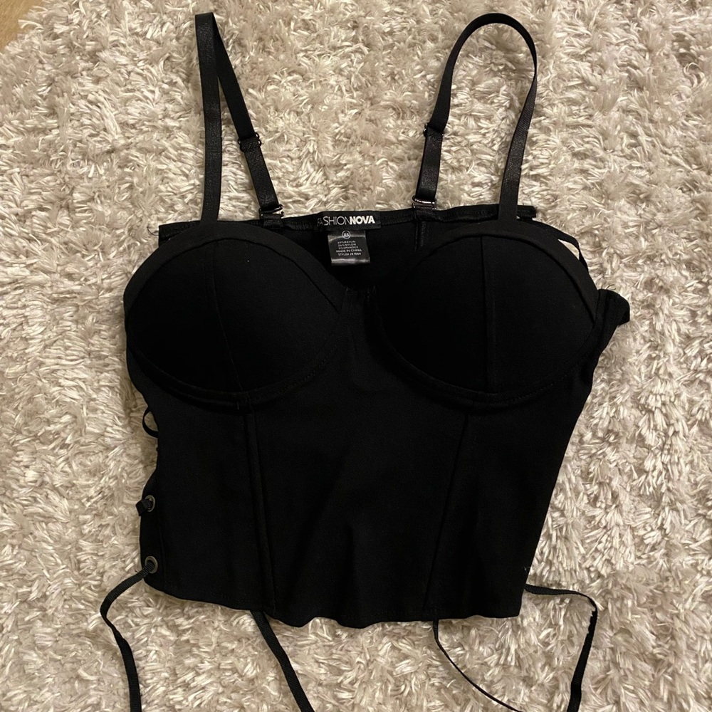 Black corset lace up top